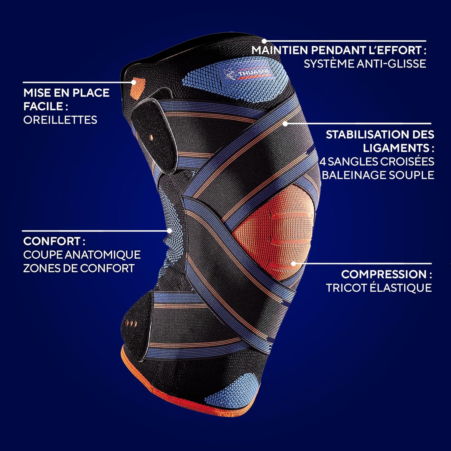 Sport - Genouillère Strapping Novelastic - Genou Instable ou Douloureux - Maintien Latéral, Tricot de Forme Anatomique - Indice de Maintien 3/3 - Dispositif Médical CE - Taille XXL XXL Unique