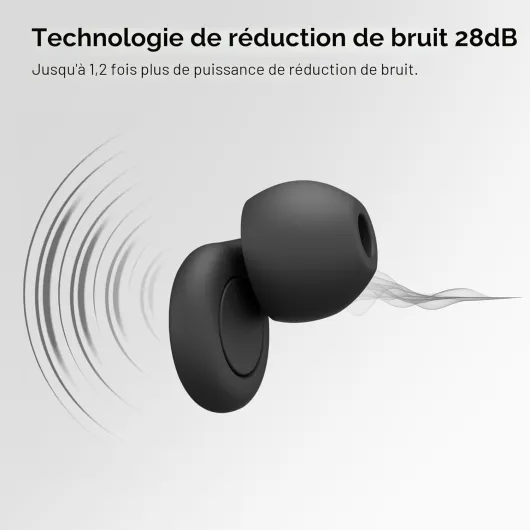 OPEIIN bouchon d'oreille - Silicone flexible, bouchons d'oreilles ultra doux réutilisables réduisant le bruit pour le sommeil, la concentration, les voyages -avec 8 embouts en XS/S/M/L (Black) Black Moyen