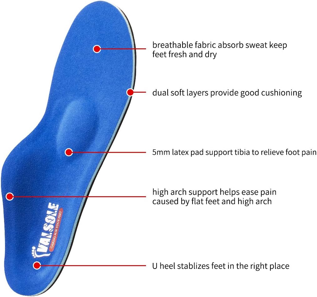 Semelles orthopédiques soutient de la voute plantaire pour les douleurs au niveau du talon, épine calcanéenne, Pied Plat, Fasciite Plantaire, les douleurs du genou (38-39 EU (250mm), V107c) 38-39 EU 25cm V107b