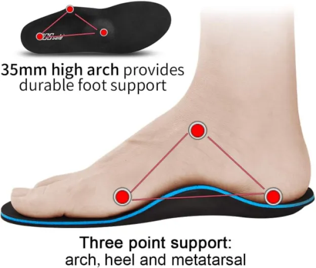 Semelles Orthopédiques Pieds Plats Support Arch Pour les Douleurs au Niveau du Talon, la Fasciite Plantaire,Semelles pour les Sports, les Loisirs, le Travail EU40-41(26cm) Noir