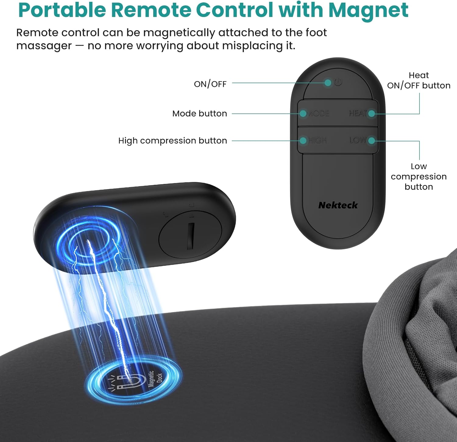 Masseur Pieds avec Chaleur, Masseur Shiatsu pour La Fasciite Plantaire avec Télécommande, Massage par Pétrissage Profond et Compression D'Air pour Pieds, Cadeaux pour Hommes Femmes Noir