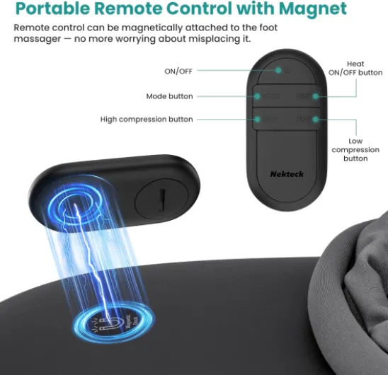 Masseur Pieds avec Chaleur, Masseur Shiatsu pour La Fasciite Plantaire avec Télécommande, Massage par Pétrissage Profond et Compression D'Air pour Pieds, Cadeaux pour Hommes Femmes Noir