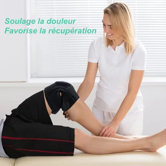 ABYON Genouillère Ligamentaire Genou, Attelle Genou Réglable avec Stabilisateurs Latéraux et Coussinet en Gel Ouvert pour Homme et Femme Ligamentaire, Déchirure du Ménisque, Haltérophilie et Course Noir S/M