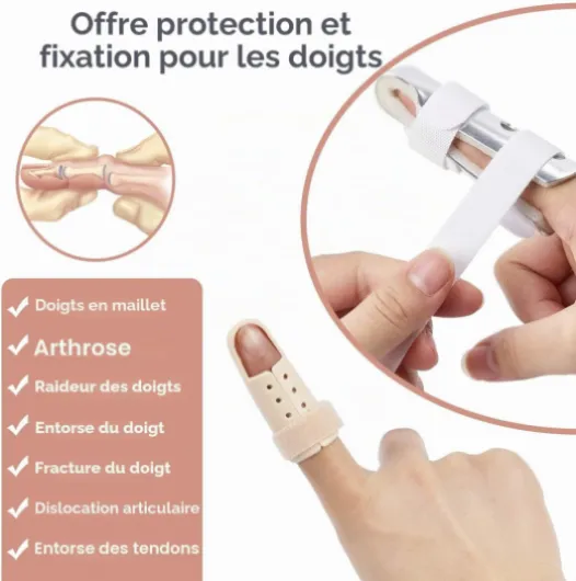 Attelle Doigt, 7 Pièces Attelle Petit Doigt pour les Doigts Cassés Redressant L'immobilisation des Articulations D'arthrite, Orthèses Digitales Réglables