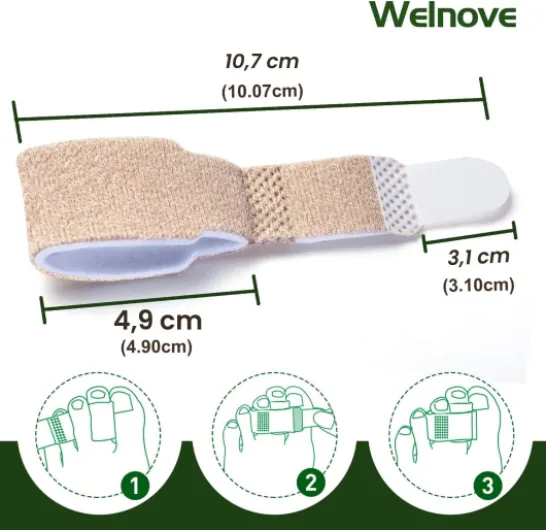 [6X bandages pour orteils en marteau, attelles d'orteils cassées, rembourrés pour corriger les orteils en marteau, les orteils cassés, les orteils tordus et les orteils chevauchants - Beige 6 Unité (Lot de 1)