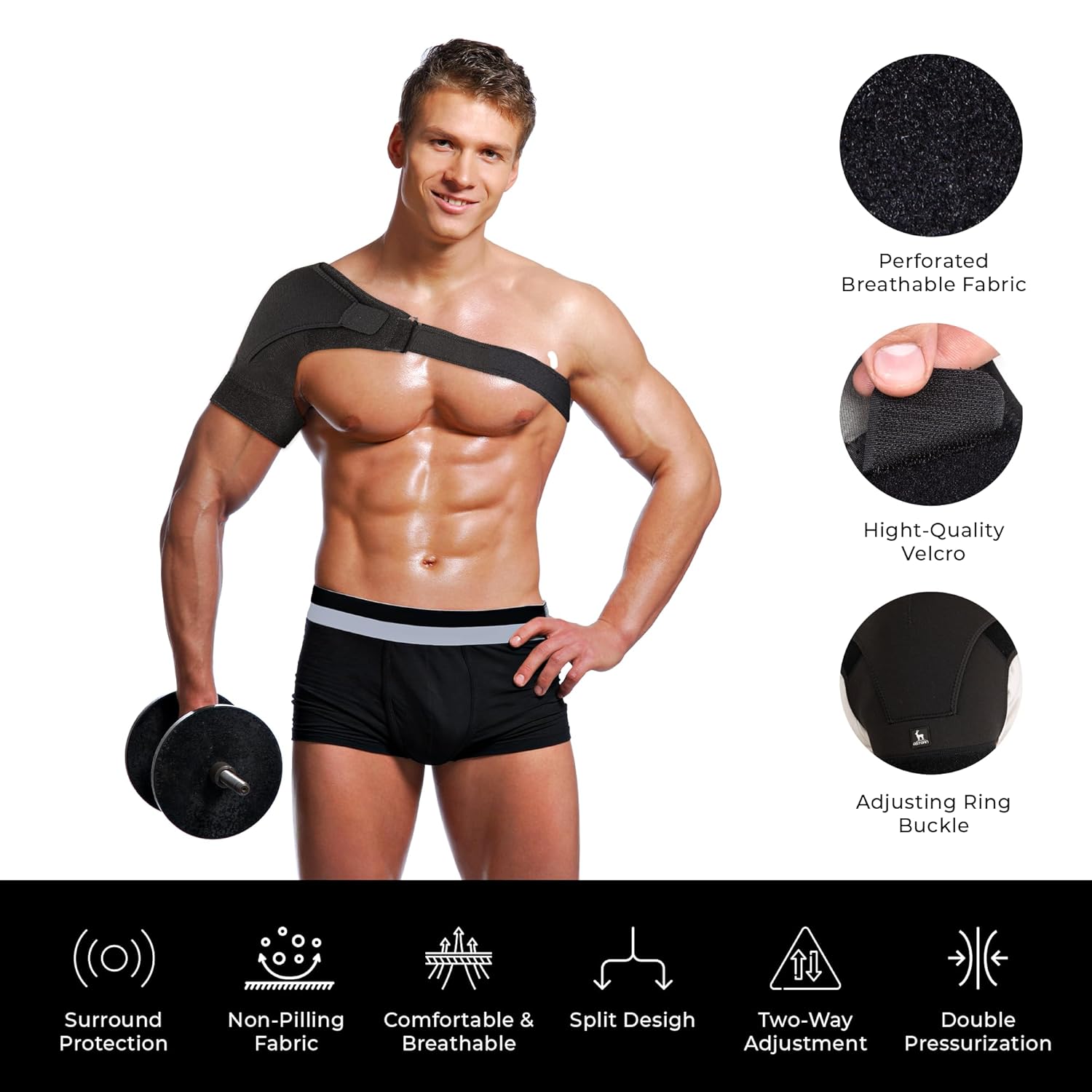 Épaulière Tendinite et Articulation AC - Protection Épaule Homme Femme, Compression Néoprène Respirant, Attelle Épaule Droite Gauche Ajustable Sangles Velcro, Support Épaule Taille S/M Small/Meduim
