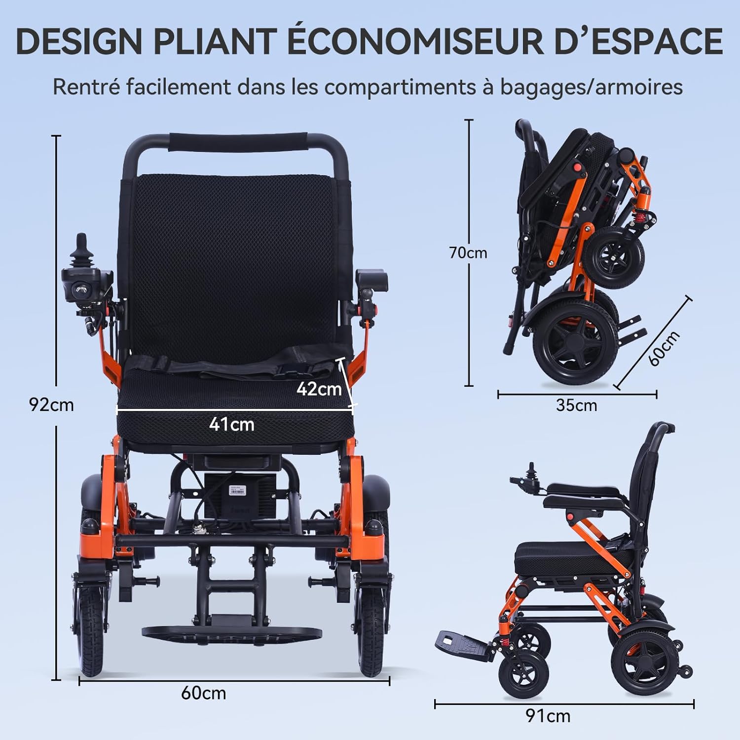 XP02 Fauteuil roulant électrique, pliable, ultra léger, 18,3 kg, avec batterie au lithium, capacité de charge 150 kg, portée de 25 km, compact et adapté aux voyages, cadeau pour personnes âgées et XP-02