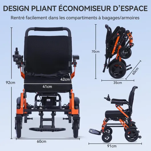XP02 Fauteuil roulant électrique, pliable, ultra léger, 18,3 kg, avec batterie au lithium, capacité de charge 150 kg, portée de 25 km, compact et adapté aux voyages, cadeau pour personnes âgées et XP-02