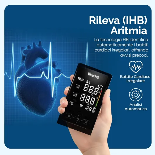 Tensiomètre VitaeChek, tensiomètre numérique au bras avec brassard réglable, invite vocale, tensiomètre avec écran LED HD, détection de rythme cardiaque irrégulier.