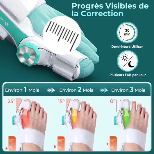 Orthese Hallux Valgus Boutons Réglables Separateur D'orteil Attelle pour Hallux Valgus Homme et Femme Pour Redresser les Orteils 1 Pièce Taille M M 1