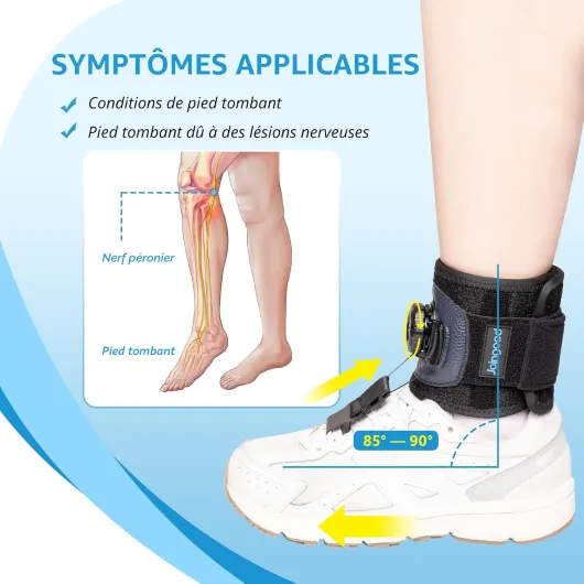 Attelle Pied Tombant pour Marcher avec des Chaussures,Attelle Pour Pied Tombant Avec Bouton,Orthese Pied Tombant vers le Haut,Releveur de Pied Tombant pour Pied Droit et Gauche(S/M) With Knob S/M