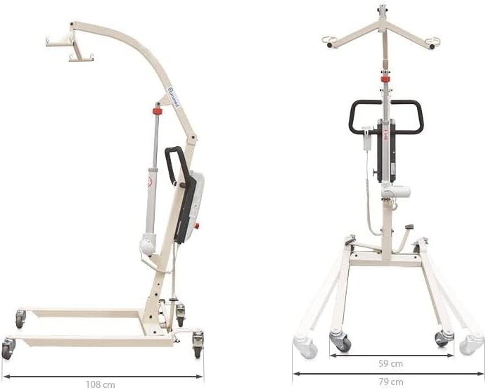 QUIRUMED Grue pour personnes à mobilité réduite, Moteur électrique, Aide de levage patient, Arrêt d'urgence, Pour personnes âgées, Pour handicapés, Jusqu'à 150 kg