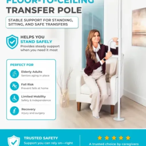 Test Stander Identités Barre d’Appui Curve Sol-Plafond : la barre de transfert qui tient vraiment sans percer les murs