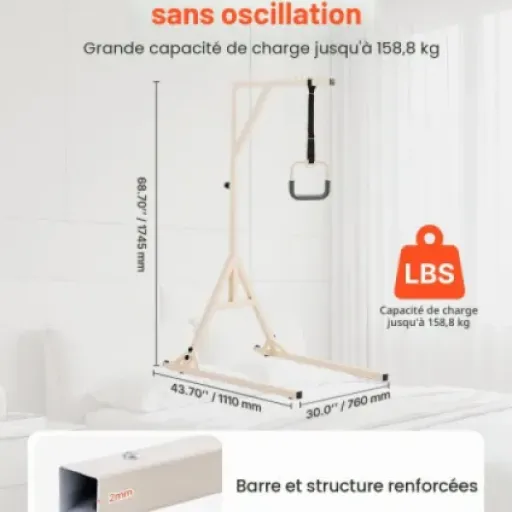 Test VEVOR Potence de Lit : une barre trapèze costaud mais encombrante pour gagner en autonomie