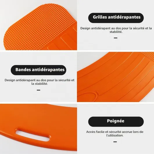 LOSCHEN Planche de transfert, curseur de patient pour le transfert de patients ou handica du fauteuil roulant au lit, aux toilettes, à la baignoire, à la voiture - Planche coulissante avec une poignée Orange