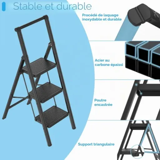 Test LARS360 Échelle pliable 3 marches : le marchepied costaud qui rassure dans la cuisine