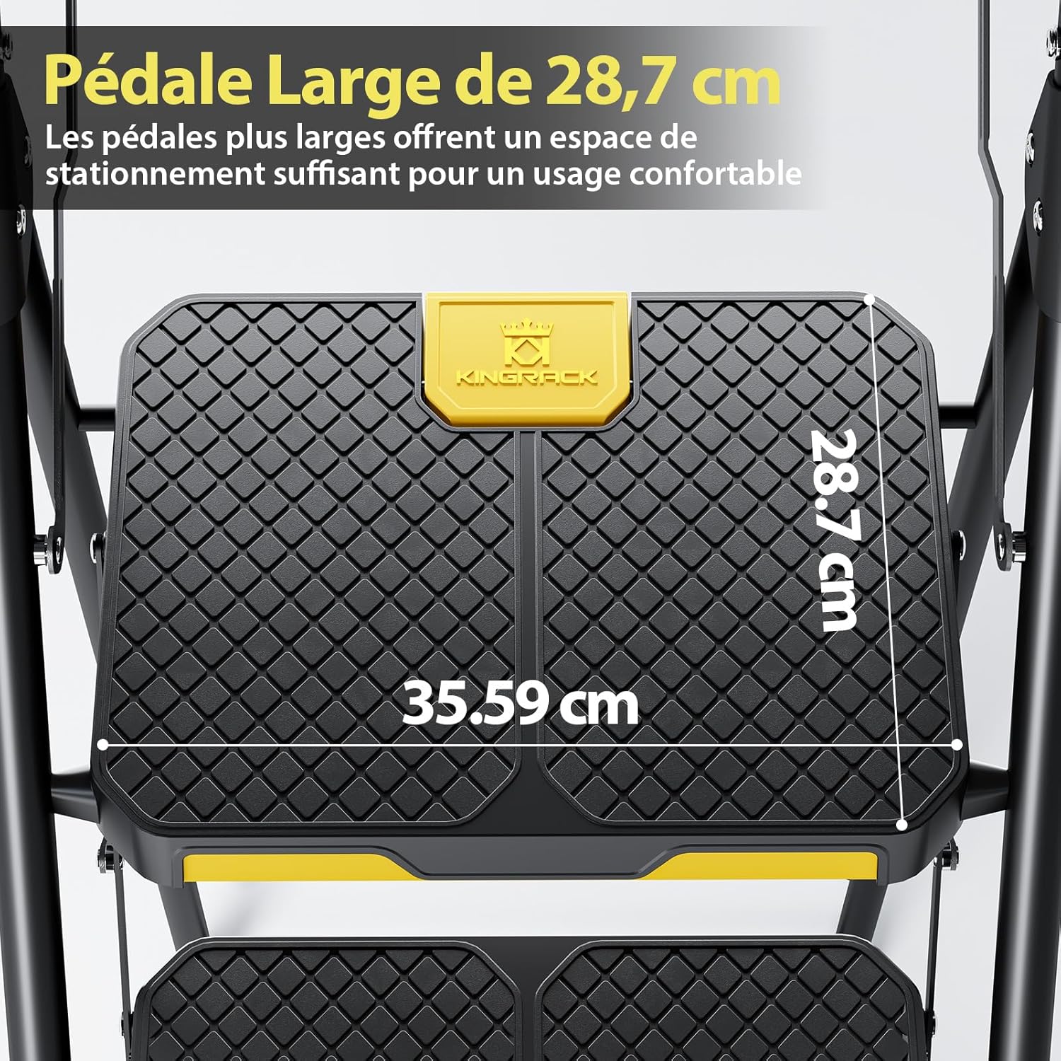 Escabeau 4 Marches avec Plateau à Outils, Escabeau Pliable Large Pédale Antidérapante, Marche Pied avec Mains Courantes, Échelle Domestique pour Maison, Cuisine, Garde-Manger, Placards, Noir 4 marches avec plateau à outils Noir et Jaune
