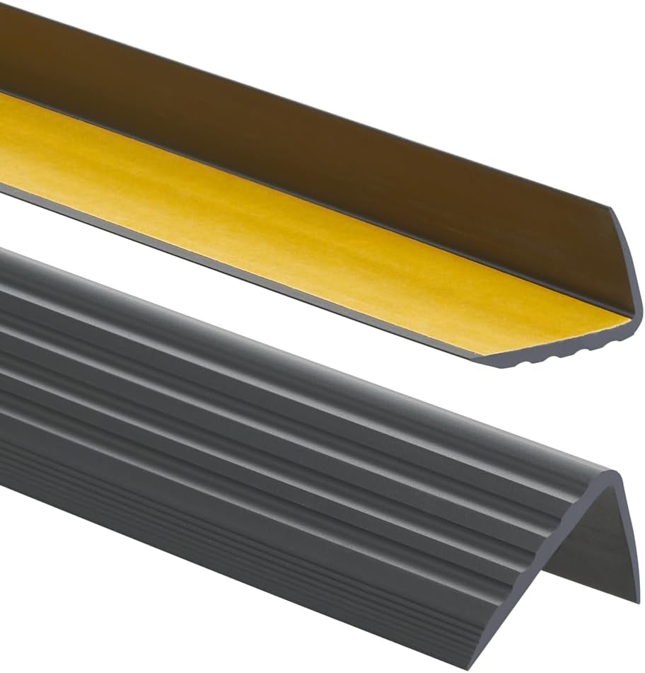 Lot de 6 Nez de marche profils d’angle PVC autoadhésifs 41x25mm antidérapants protection d'escalier bande de bordure 90cm Noir Lot de 6: 90cm Noir