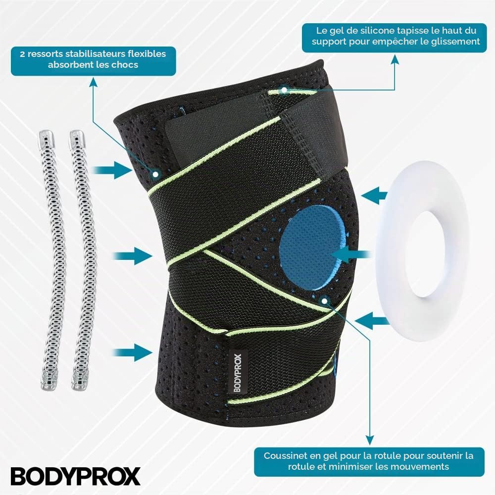 Genouillère avec stabilisateurs latéraux et coussinets en gel pour un parfait soutien du genou Arthrite (Regular)