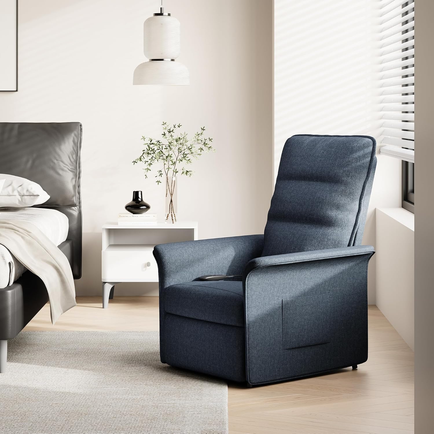 Fauteuil Relax Électrique, Fauteuil Inclinable avec Dossier Réglable 105°-155°, Fauteuil TV pour Chambre, Salon et Home cinéma, Gris Foncé Gris Foncé Petit Larg - assise-50 cm