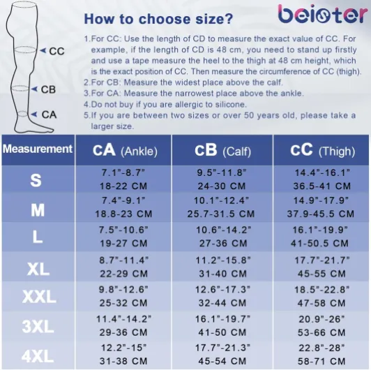 Chaussettes de Compression Femme & Homme à bout Fermé Longues, 20-30mmhg Bas de Contention Classe 2 Medicale Soutien Graduel Bas de Compression, Indiqué pour Les varices, l'œdème, Le vol Beige large