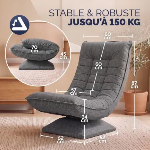 Test Casaria Fauteuil Tout Confort Aberdeen : bon siège de sol pivotant, mais clairement pas pour tout le monde