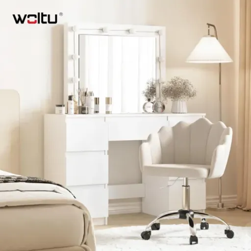 Test WOLTU Chaise Bureau Velours Pétale : jolie chaise coiffeuse qui fait le job sans prendre trop de place