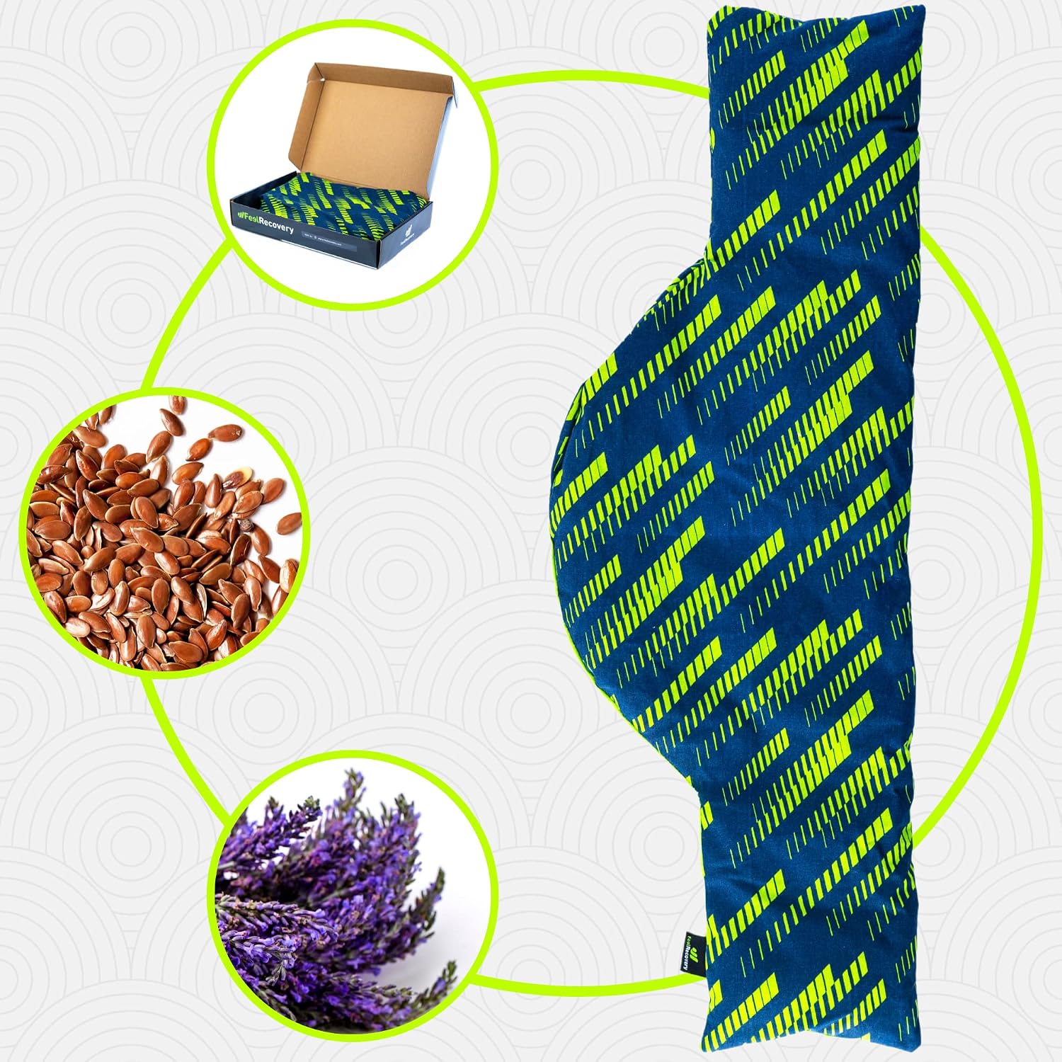 Coussin Chauffant Micro-onde pour le Cervical - Bouillotte Sèche Epaule et Nuque (60x22 cm) - Compresse Chauffante de Graines de Lin Aromatiques - Housse Lavable, 100% Coton et Odeur de Lavande Sport