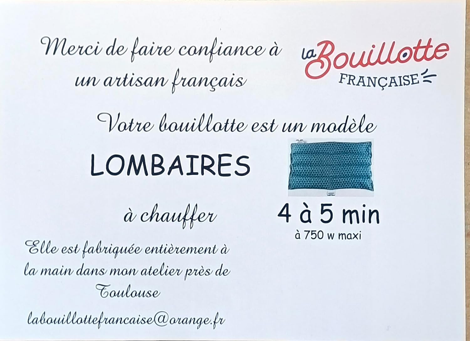 LOMBAIRE BOUILLOTTE GRAINE DE LIN - BLEU