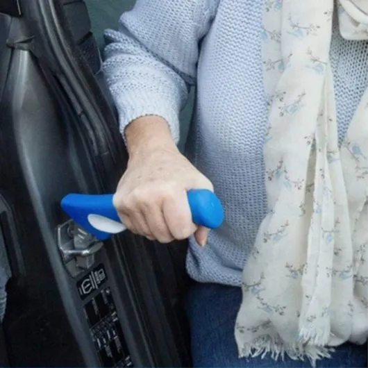 Poignée d'assistance voiture senior, personnes âgées et handicapées - Poignée d'appui voiture - Aide sortir/entrer en sécurité, Transfert mobilité réduite - Compatible toutes portières, Amovible Bleu
