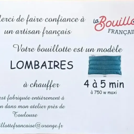 Test LOMBAIRE BOUILLOTTE GRAINE DE LIN - BLEU : le gros coussin chaud qui fait le taf pour le dos