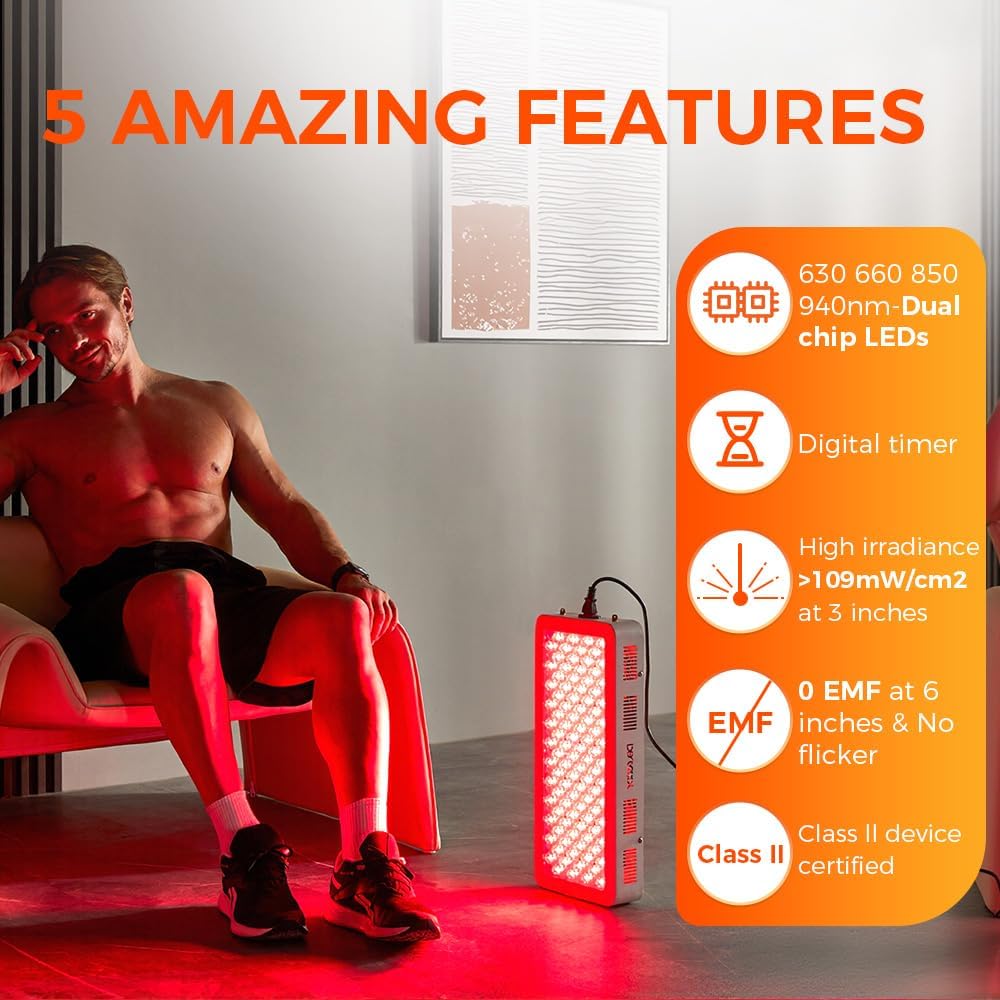 BestQool Appareil à Lumière Rouge, 4 Longueurs d’Onde, 100 LED Dual-Chip d’Élite, Panneau Haute Performance, 170W, Design Modulaire