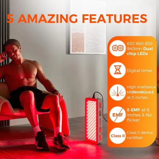 BestQool Appareil à Lumière Rouge, 4 Longueurs d’Onde, 100 LED Dual-Chip d’Élite, Panneau Haute Performance, 170W, Design Modulaire
