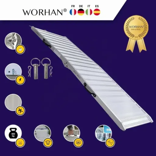 Test Rampe de Chargement WORHAN 400kg (225 x 72 cm) : la grosse rampe costaud pour fourgon et matériel lourd