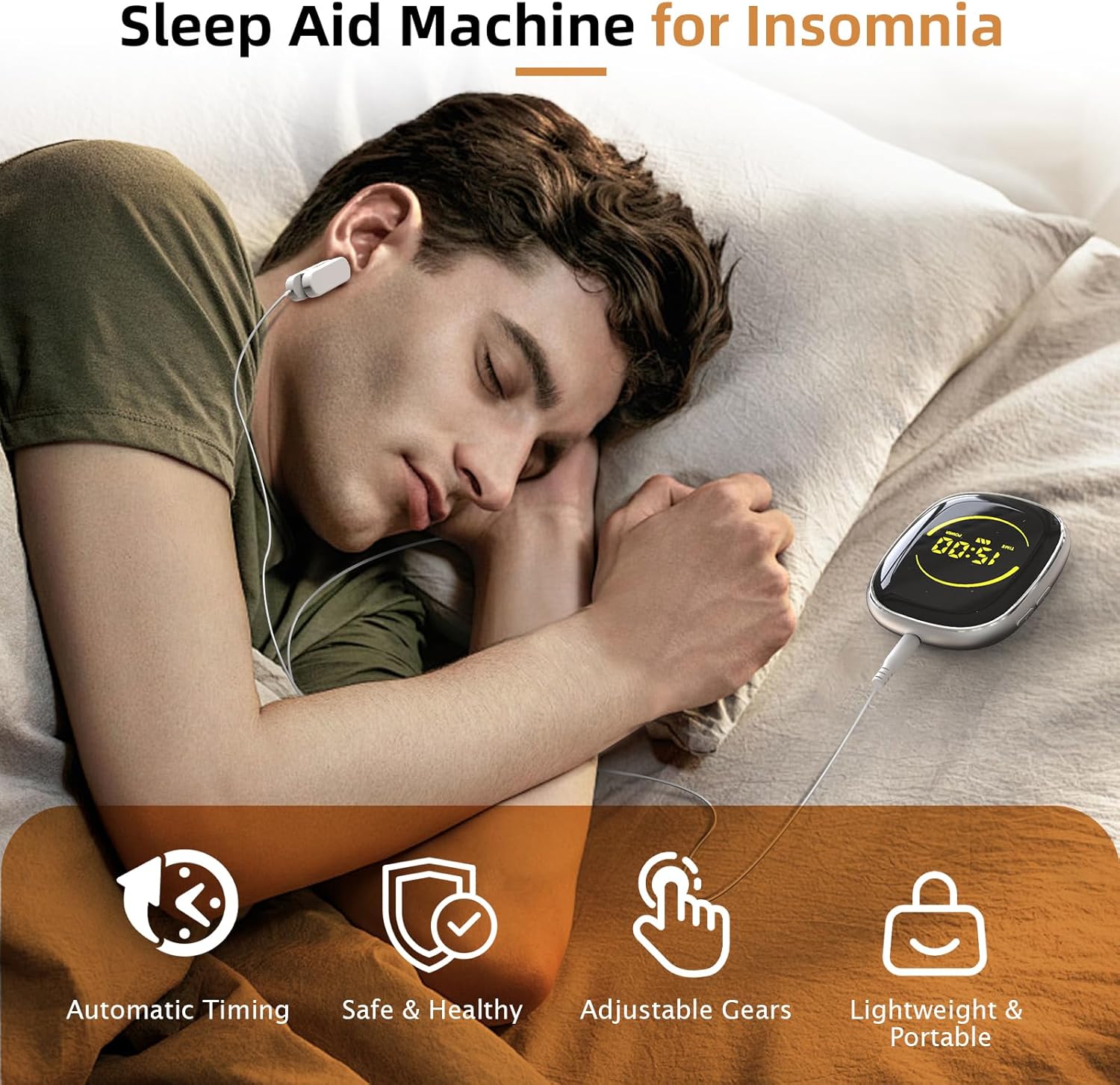 Appareil d'aide au sommeil, dispositif de soulagement de l'insomnie, appareil d'aide au sommeil avec clips d'oreille, instrument de sommeil intelligent pour aider à dormir, dormir rapidement, soulager